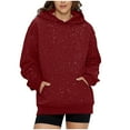 thumbnail image 5 of gbyLJF Unisex Solid Color Hooded Pullover Sequined Round Neck Long Sleeve Sweatshirt Cotton Hoodie for Men and Women, 5 of 6