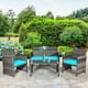 thumbnail image 2 of Costway Juego de Muebles de Patio de Mimbre PE Tejido a Mano de 4 Piezas con Cojines para Exterior Verde, 2 of 7