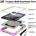 thumbnail image 5 of Rugged Shockproof Case for Apple iPad Mini 6th 7th Generation 8.3" 2021/2024, Three Layers Heavy Duty  Protective Bumper Kickstand Shoulder Strap Kids Friendly Drop Proof Case for Girls Boys,Lavender, 5 of 12