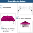 thumbnail image 2 of Zimtown 6x6 ft Pop Up Canopy Tent,Slant Legs,Outdoor Canopy One Button Open with Carry Bag,1 Sidewall,Pink, 2 of 8