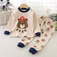 thumbnail image 2 of GXWEA Girls Pajamas Size 10-12 24 Months Girls Clothes Little & Big Girls Cotton Pajama 2-Piece Long Pants Summer Pj Set Khaki 12-18 Months, 2 of 3