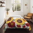 thumbnail image 4 of Sunflower Gray Check Large Tapestry for Bedroom Wall Hanging Tapestry, Farmhouse Flowers Butterfly Ceiling Backdrop Tapestries Poster Blanket Wall Decor for Teens Room Living Room Dorm 85" x 90", 4 of 8
