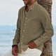 thumbnail image 4 of Men's Fashion Long Sleeve Solid Colour Casual T Shirt Button Regular Fit Shirt Top 2XL, 4 of 8