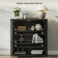 thumbnail image 6 of SICOTAS 34.6" Wide Kitchen Storage Cabinet Set of 2, Modern Credenz Sideboard Buffet with 2 Doors, for Dishes, Coffee Bar Console Cabinet with Adjustable Shelf,Dark Gray  Alder, 6 of 11