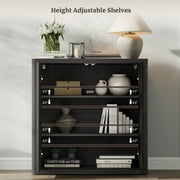 SICOTAS 103.8 Extra Long Black Sideboard Buffet Cabinet with Storage ,Modern Sideboard Buffet with Adjustable Shelf & Pop-up Door Large Coffee Bar Cabinet for Dining Room Living Room