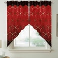 thumbnail image 2 of Ombre Red Geometric Swag Curtains for Kitchen/Bedroom/Living Room, Modern Abstract Art Scalloped Curtains 63 Inch Long, Rod Pocket Window Swag Topper Curtains Valances 2 Panels Set 36"x63", 2 of 8