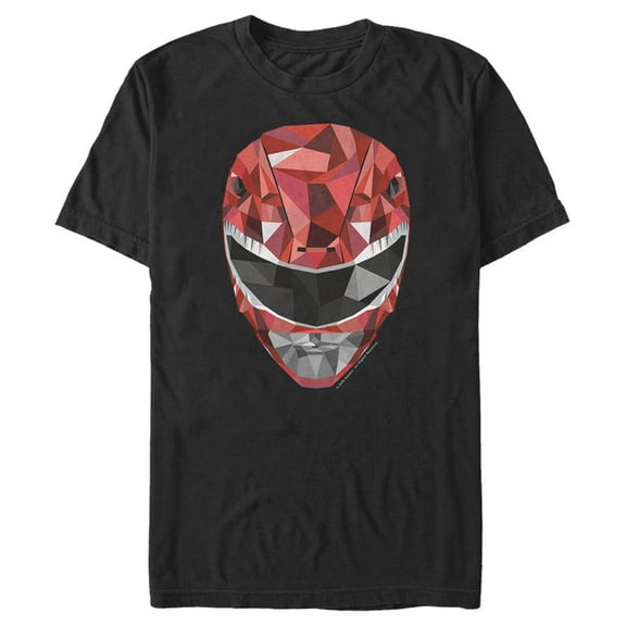 Men's Power Rangers Red Ranger Geometric Helmet  Graphic Tee Black Large