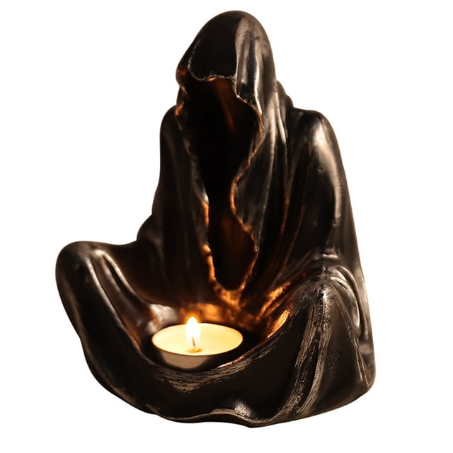Candelabro de Fantasmas, Candelabro Gótico de Terror para Halloween, Candelabro Gótico Espeluznante para Velas de Té, Candelabro de Terror Negro