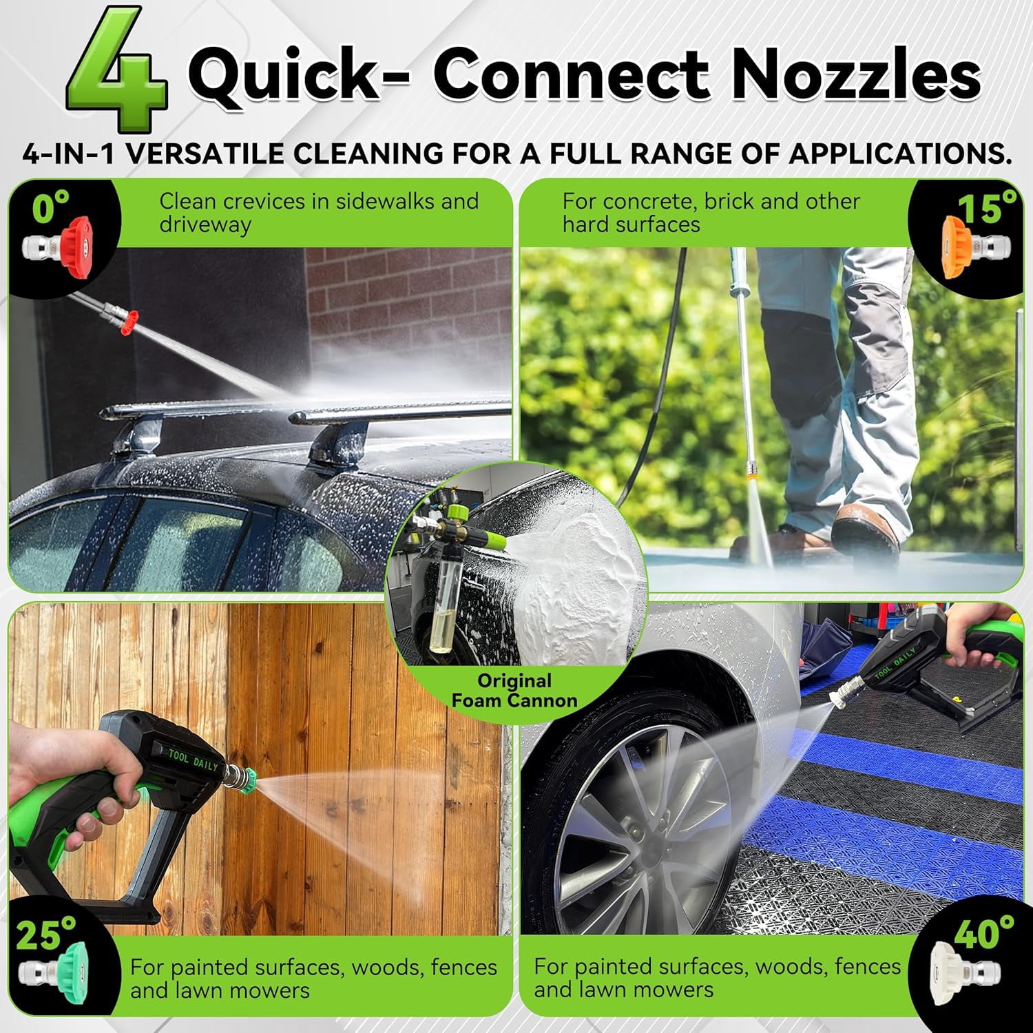 FIXFANS Electric High Pressure Washers 2000 PSI and 1.76 GPM, 32 FT Power Washer Hose and Mini Foam Cannon