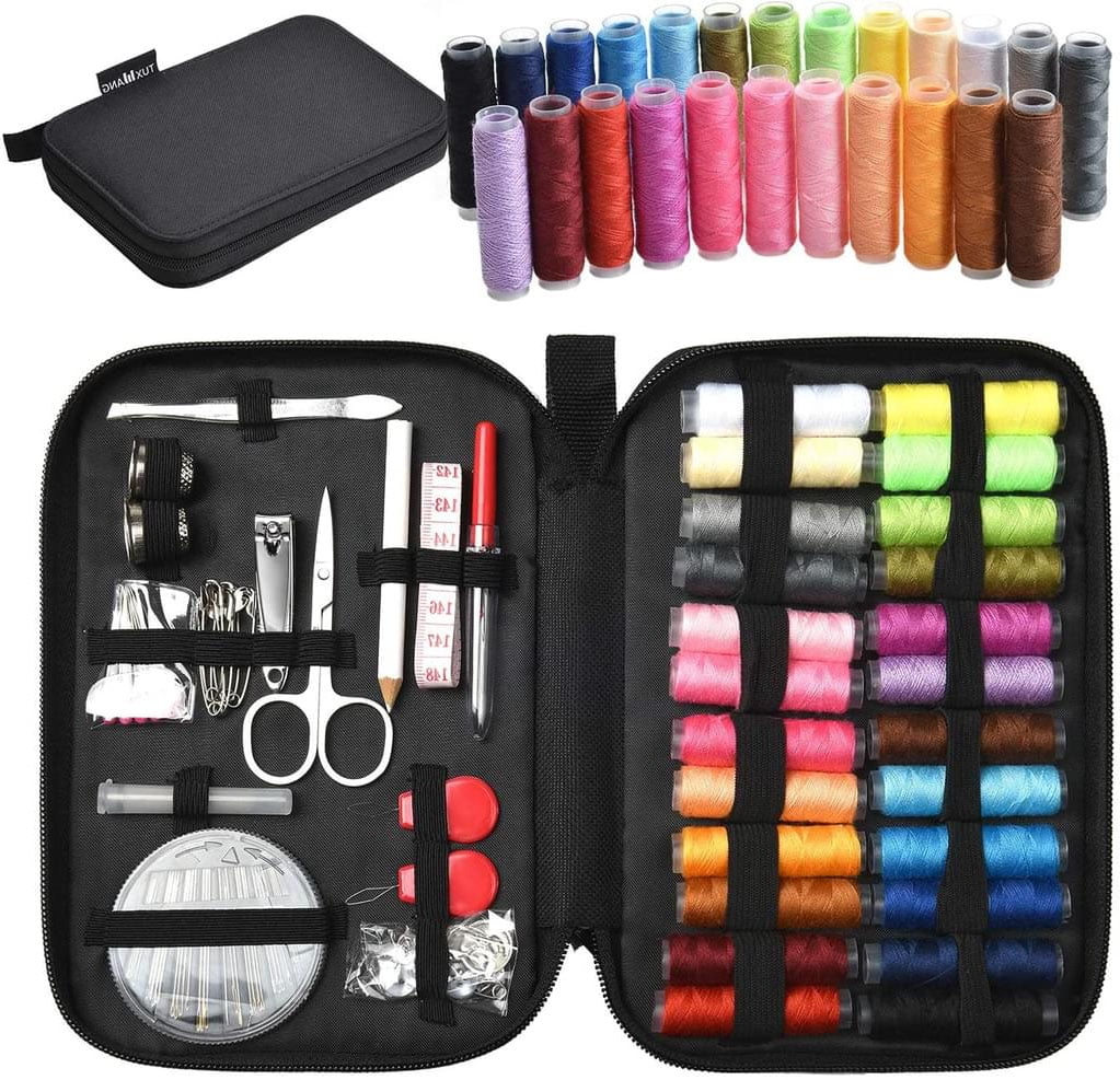 Jetcloudlive 128pcs Portable Travel Sewing Box Kit Needles Thread Stitching  Kit DIY Sewing Supplies Premium Mini Sewing Accessories