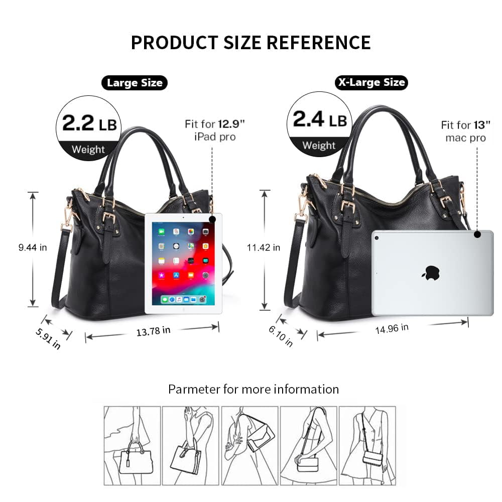 Kattee Leather Handbags Tote Shoulder Bag for Woman Satchel Designer Purse Top Handles Crossbody Bag Large Capacity