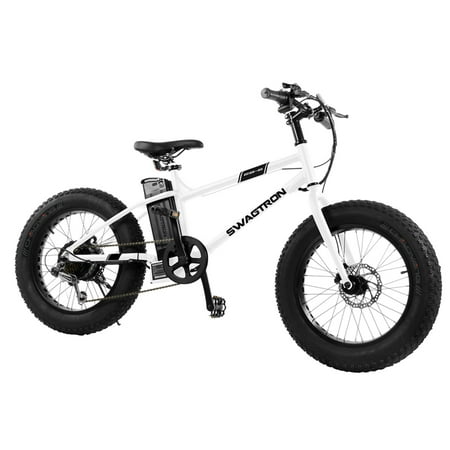 Swagtron EB6 Bandit EBike Fat Tire Electric Bike 350W High-speed Power Assist, Removable Battery, Dual Disc Brakes, Shimano SIS Shifting...