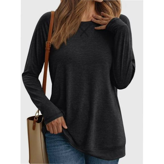 Womens Long Sleeve T Shirts crew Neck Loose Soft Casual Tops Fall Fashion Comfy Tees