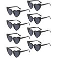 thumbnail image 1 of Gafas de sol vintage Ricawa en forma de corazón estilo cat eye, paquete de 8, color negro, 1 of 7