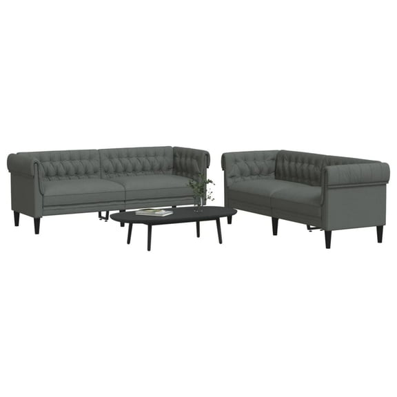 vidaXL 2 Piece Sofa Set Dark Gray Fabric