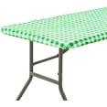 thumbnail image 1 of FFIY 6ft Rectangle Elastic Fitted Tablecloth Waterproof Spill-Proof Edged Vinyl Table Cover 72’’ x 30’’ Gray Checkered Flannel Baking Outdoor Picnic Party, 1 of 7