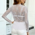 thumbnail image 4 of SHITINN Mesh Long Sleeve Layering Top for Women Neck Floral Embroidery Sheer See Through Tee Shir Short Sleeve Womens Tops Womens Blouses Casual Summer Top, 4 of 6