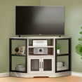 Dextrus Farmhouse Corner TV Stand for TVs up to 55 inch with Power