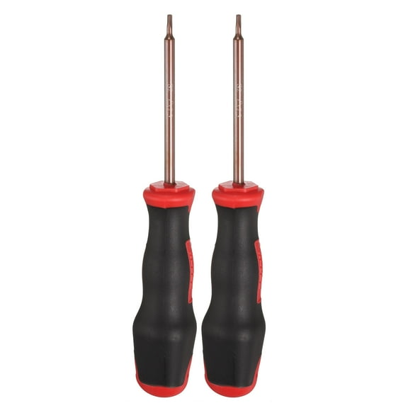 Uxcell 2pcs 2.3mm Triangle Screwdriver 7.09" Magnetic Screwdrivers 4.02" Heat-Treated S2 Alloy Steel with Ergonomic Handle for DIY Repairing, Red Brown