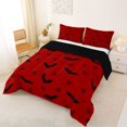 thumbnail image 2 of Homewish Simple Halloween Bat Full Size Comforter Sets,Tiny Bow Print Bedding Comforter Set,Red Black,Black Reversible,3pcs,1 Comforter and 2 Pillowcases, 2 of 7