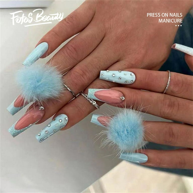 light blue winter nail designs