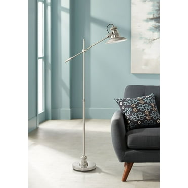 Possini Euro Design Modern Arc Floor Lamp Brushed Steel Adjustable Boom Off White Linen Drum Shade For Living Room Reading Office Com Possini Euro Design Modern Arc Floor, Possini Euro Brushed Steel Boom Arched Floor Lamp