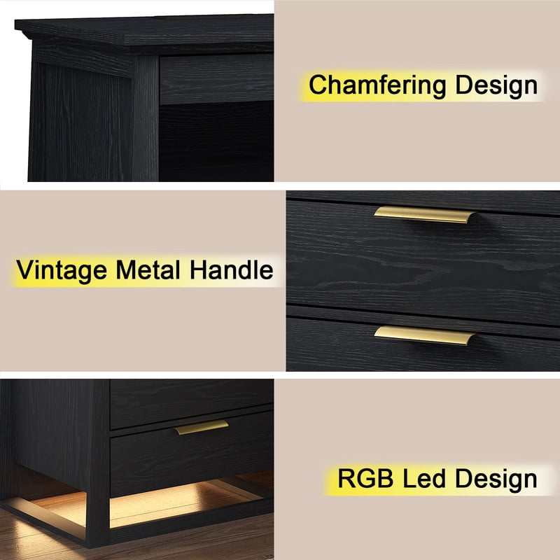 Redayfur 24 inch Modern Nightstand with Drawer and Storage Shelf Bedside Table for Bedroom Living Room Office