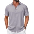 thumbnail image 2 of COOFANDY Mens Short Sleeve Button Down Shirts Casual Summer Shirts Linen Beach Clothes for Men, 2 of 6