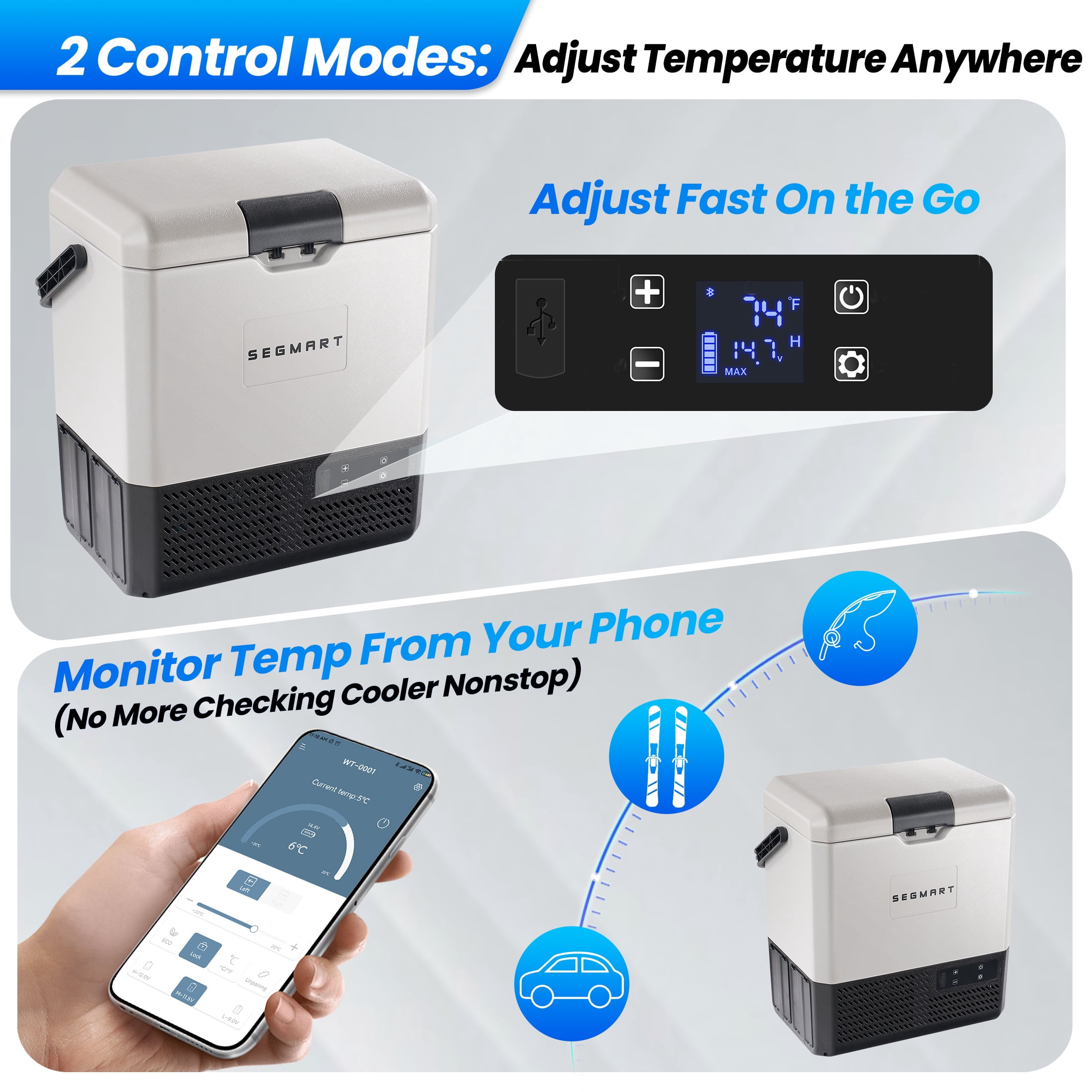 14QT Portable Refrigerator for Car, SHINPT 12 Volt Car Refrigerator with USB Charging Port, Mini Car Cooler/Freezer for Camping, Road Trips, RV, Beach, Picnic, BBQ, Travel & Gift Use