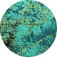 thumbnail image 1 of Ahgly Company Indoor Round Abstract Turquoise Blue Modern Area Rugs, 5' Round, 1 of 4