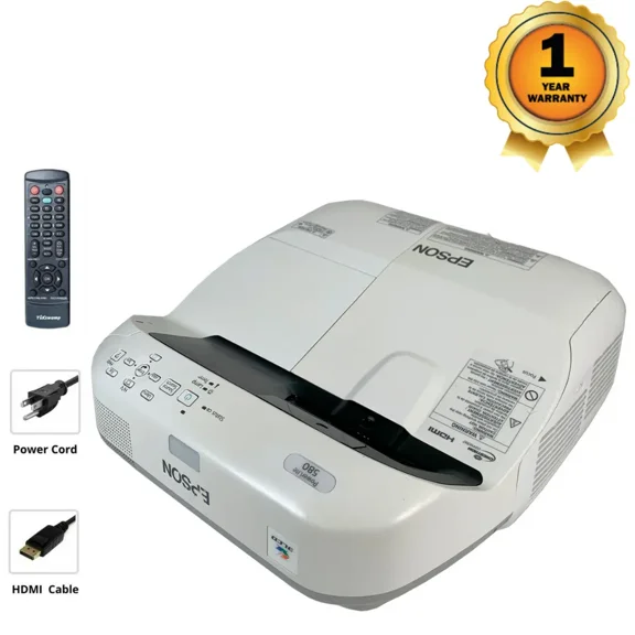 Pre-Owned Epson PowerLite 580 3LCD Projector 3200 Lumens HD HDMI Ultra Short Throw bundle