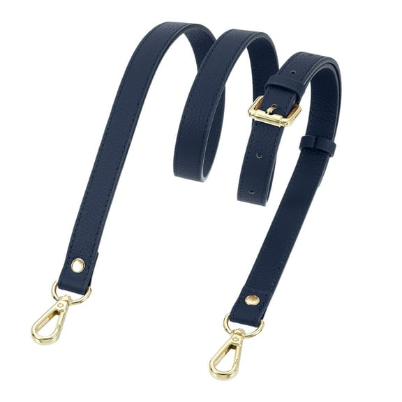 Uxcell 0.7" Genuine Leather Purse Strap for Bag (Dark Blue, Gold Buckle)