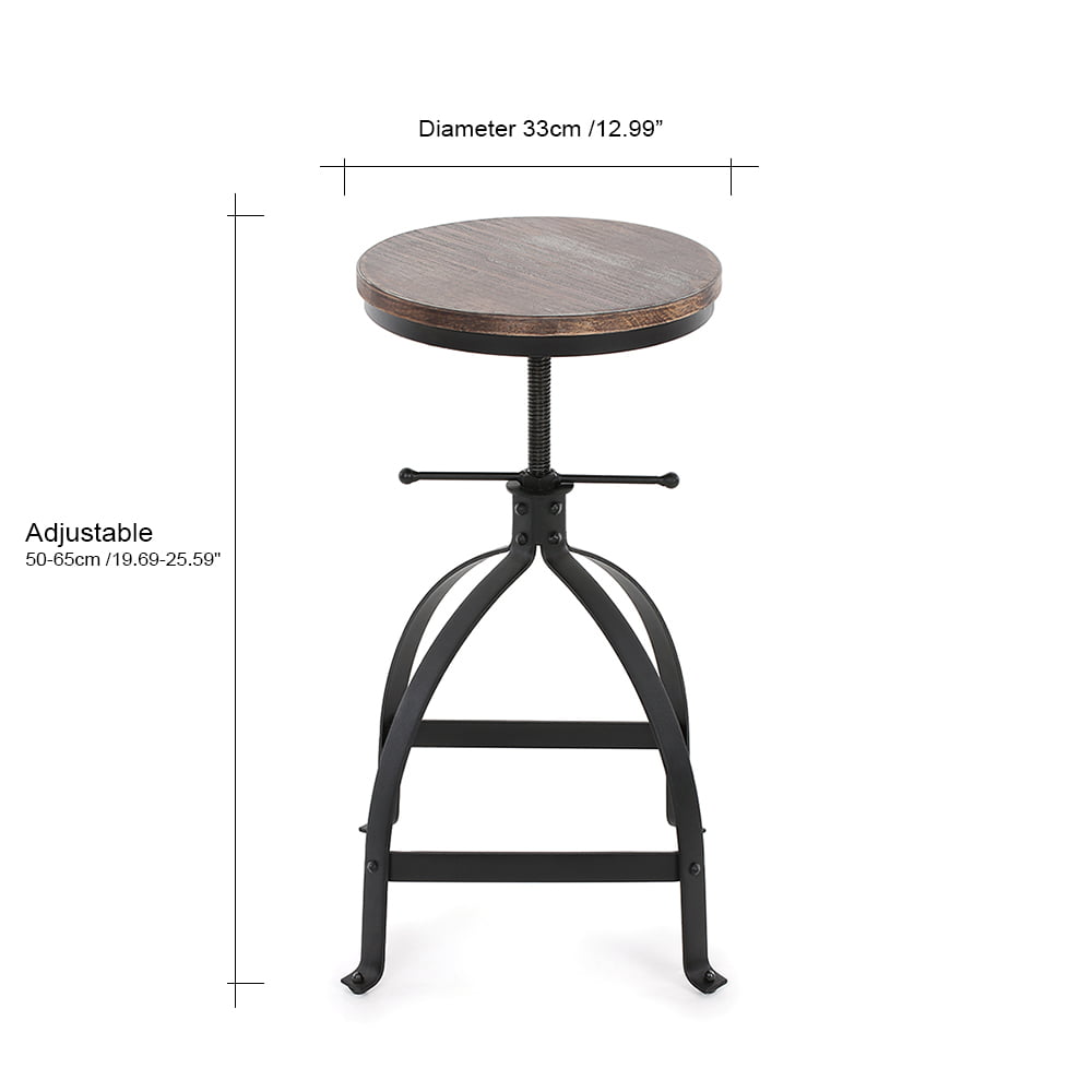 Industrial Bar Stools Swivel Short Stool 15.2-21inch Height Adjustable Guest Chair Dining Stool 