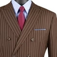 thumbnail image 2 of VINCI Men's Brown Pinstripe Double-Breasted 6-Button Classic Fit Suit - NEW - 44L, 2 of 3