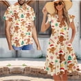thumbnail image 2 of Uorisanigo Gingerbread Men Couple Matching Outfit Christmas Tree Men's Short Sleeve Shirt Size XS Beach Shirt for Summer Spring and Womens Midi Dress V-neck Elegant Party Dresses, 2 of 7