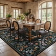 thumbnail image 4 of Wonnitar 8x10 Floral Washable Rug, Black Rugs for Living Room, Soft Low Pile Bedroom Area Rug, Non-Slip Throw Carpet for Dorm Office, 4 of 12