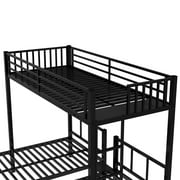 Triple Bunk Beds, Metal Twin XL over Twin & Twin Bunk Bed for 3, Triple Bunk Can be Separated into 3 Beds (Black)