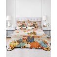 thumbnail image 2 of Quilts Queen Size Bedding Set, Fall Scarecrows Reversible Summer Quilt 3 Pieces, Thanksgiving Autumn Pumpkins Leaves Brown Lightweight Bedspreads Coverlets with 2 Pillow Shams for All Seasons, 2 of 5