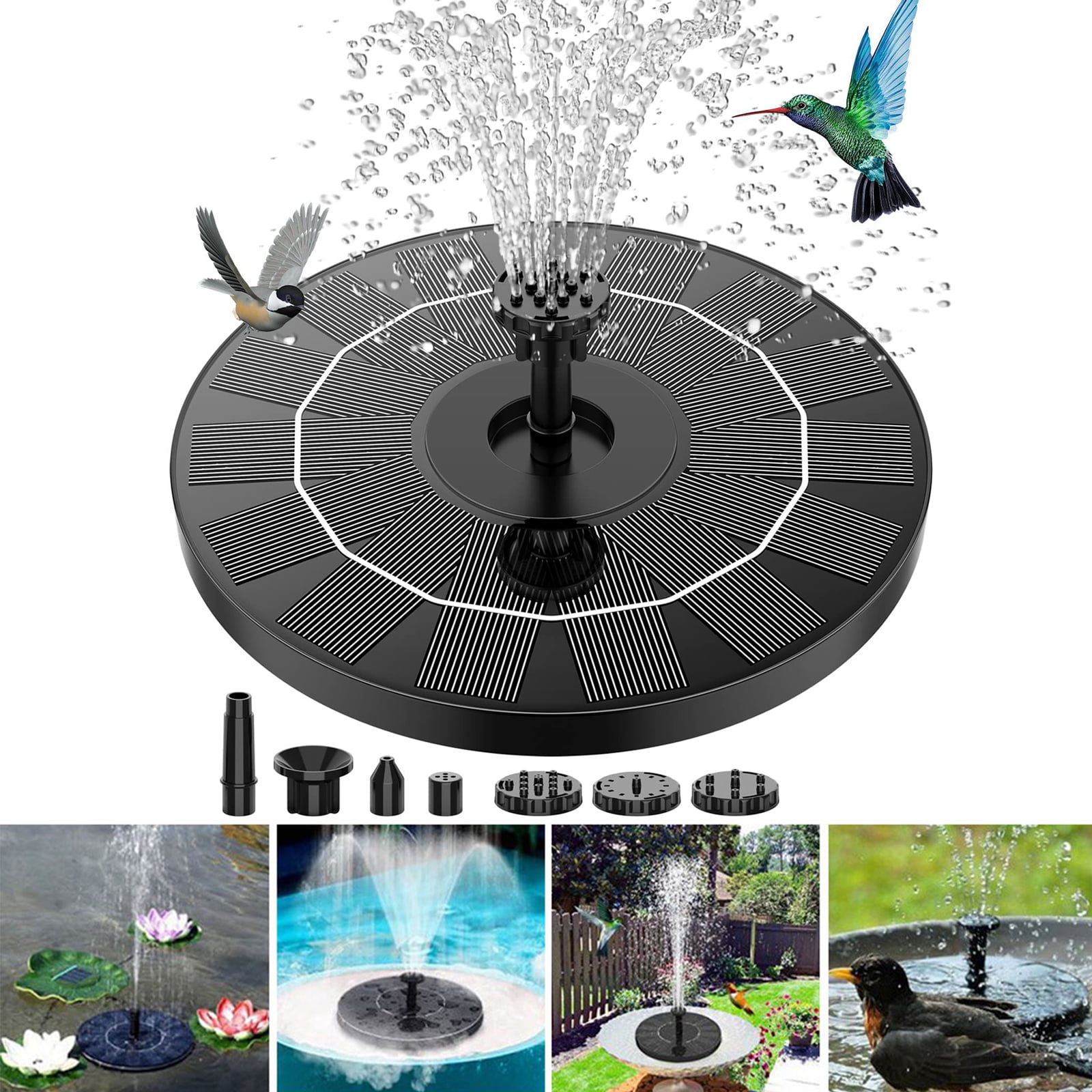 6 Nozzles Solar Panel Power Submersible Floating Fountain Pool Pond Water Pump 
