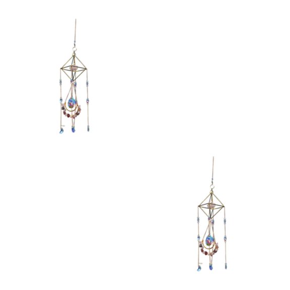 Yuarrent Atrapasueños de cristal, colgante de arcoíris con marco de Metal, campana de caída, carillón de viento, adornos colgantes para Type4 NO4