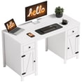 thumbnail image 1 of HOMCOM 53" Home Office Computer Desk with 2 Drawers & 2 Cabinets, White, 1 of 10