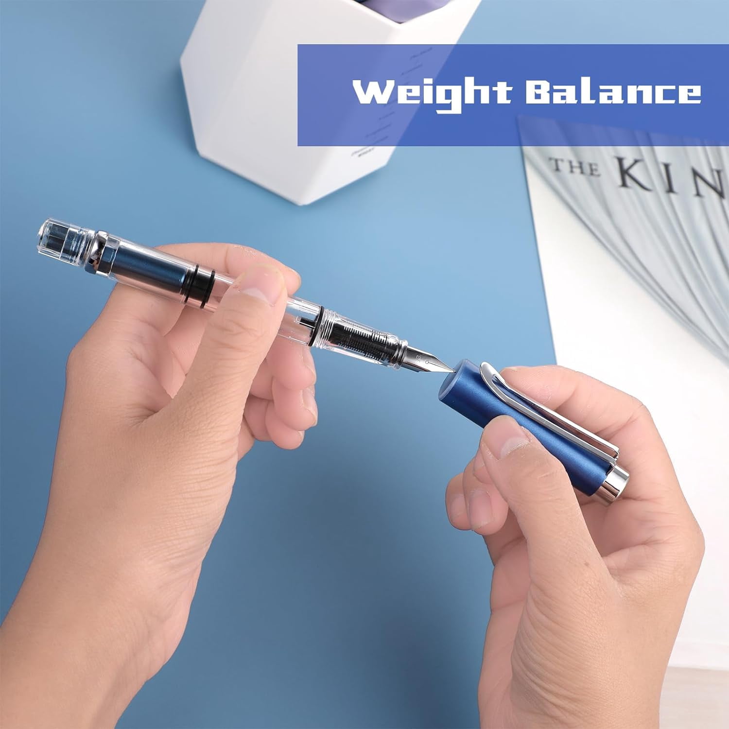 4 Pcs Refillable Fountain Pen Transparent Caligraphy Pens for Writing Upgrated Fine Nib Piston Filling