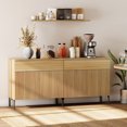 thumbnail image 3 of 63" Wooden Reeded Sideboard with Doors and Drawers, 2-In-1 Modern Credenza Storage Cabinet for Kitchen, Dining Room, 3 of 8
