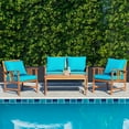thumbnail image 1 of Gymax Ensemble de Mobilier de Patio en Bois 4 Pcs Table et Sofa Sectionnel avec Coussin Turquoise, 1 of 9
