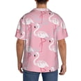 thumbnail image 3 of Fuzoiu Pink Flamingo Print Men's Casual Short,Men's Short Sleeve Shirt,Mens Casual Button Down Shirts,Cuban Collar Summer Shirt for Beach, Vacation, and Outdoor Activities-Large, 3 of 5