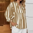 thumbnail image 4 of Fesfesfes Women's Print Color T-Shirt Three-Quarters Sleeve V-Neck Pullover Tops with Buttons Down Hem Fashion for Fall Outdoor Blouses(Khaki,2XL), 4 of 5