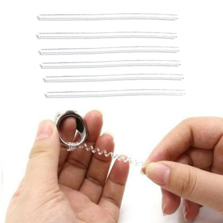 Ring Size Adjuster for Loose Rings, Pack of 12 Clear Invisible Jewelry  Sizer, Spring Telephone Line Adjustment Ring Guard Resizer Make Ring  Smaller to