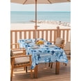 thumbnail image 2 of Outdoor Tablecloth with Umbrella Hole for Patio/Picnic/Party/Camping, Light Blue Coastal Waterproof Table Cloth Rectangle Table Cover Washable, Summer Beach Octopus Shark Ocean Starfish (60"x 120"), 2 of 8