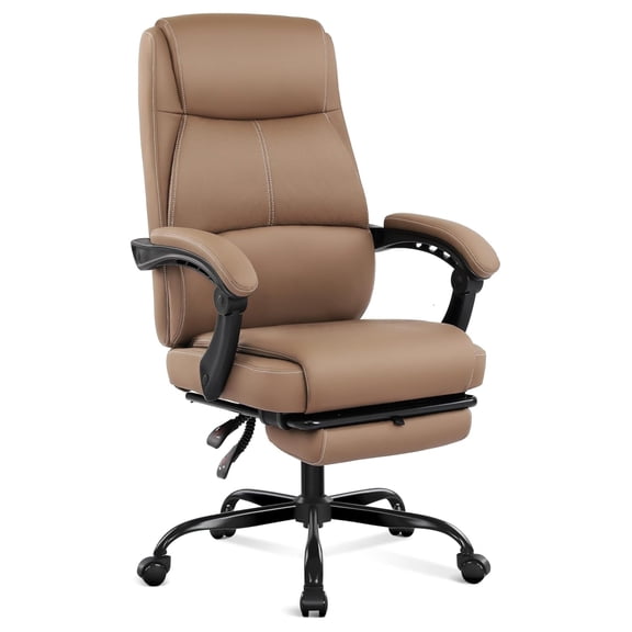 Big and Tall Office Chair with Footrest - High Back Desk Chair with Linkage Armrests, 90-155° Recline, Adjustable Height for Home Office