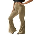 thumbnail image 4 of Women‘s Bootcut Yoga Pants Tummy Control Bootleg Velvet Sweatpants, 4 of 6